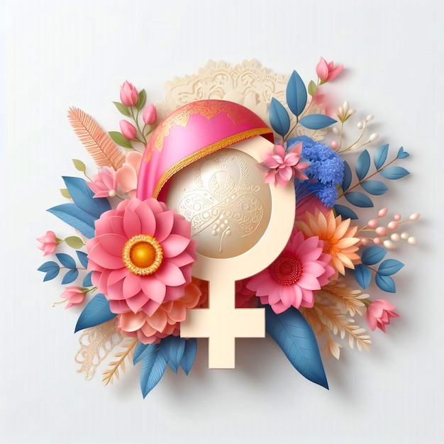 Diseño creativo de celebración del día de la mujer feliz con símbolo.