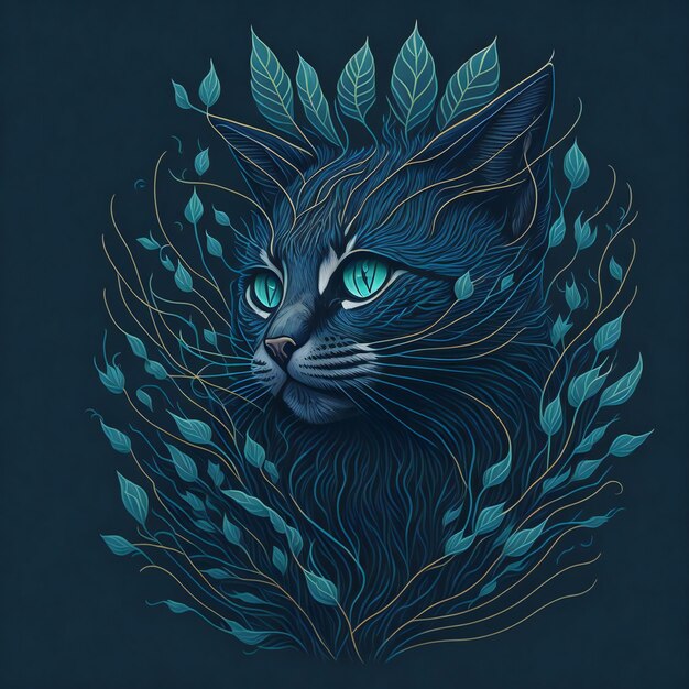 Diseño creativo de gatos colorido hecho por ilustración Retrato de gato abstracto