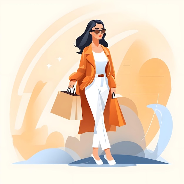 Diseño creativo de ilustraciones de compras en arte de estilo vectorial plano moderno y minimalista