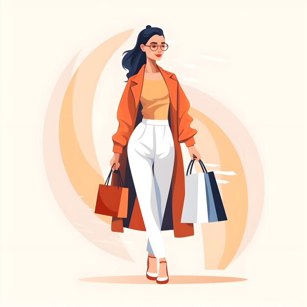 Diseño creativo de ilustraciones de compras en arte de estilo vectorial plano moderno y minimalista