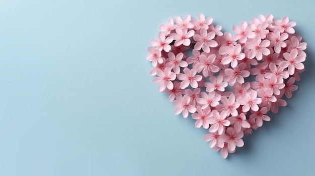 diseño creativo con papel de flores rosas en forma de corazón