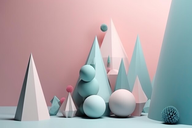 Diseño creativo en pastel de fondo de fiesta con árbol de Navidad Plantilla para publicidad web, redes sociales y anuncios de moda Cartel de felicitación AI generativo