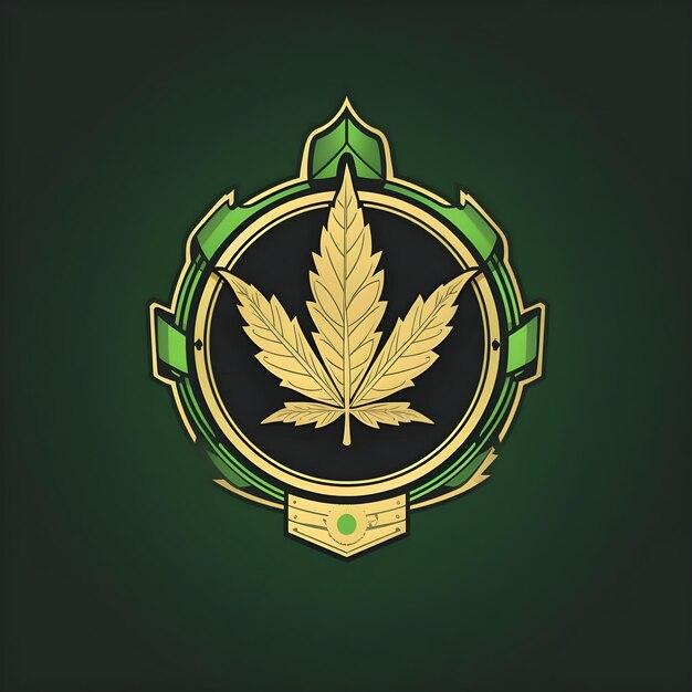 Diseño creativo y vibrante de ilustraciones de insignias para la hierba de cannabis, la marihuana y la hoja de cáñamo