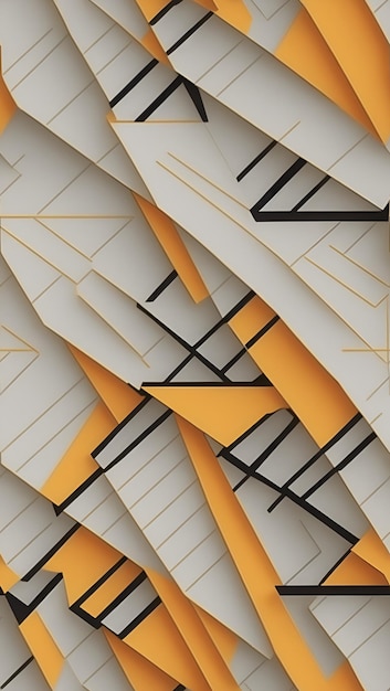 Foto un diseño de un cuadrado con líneas naranjas y un fondo blanco y negro