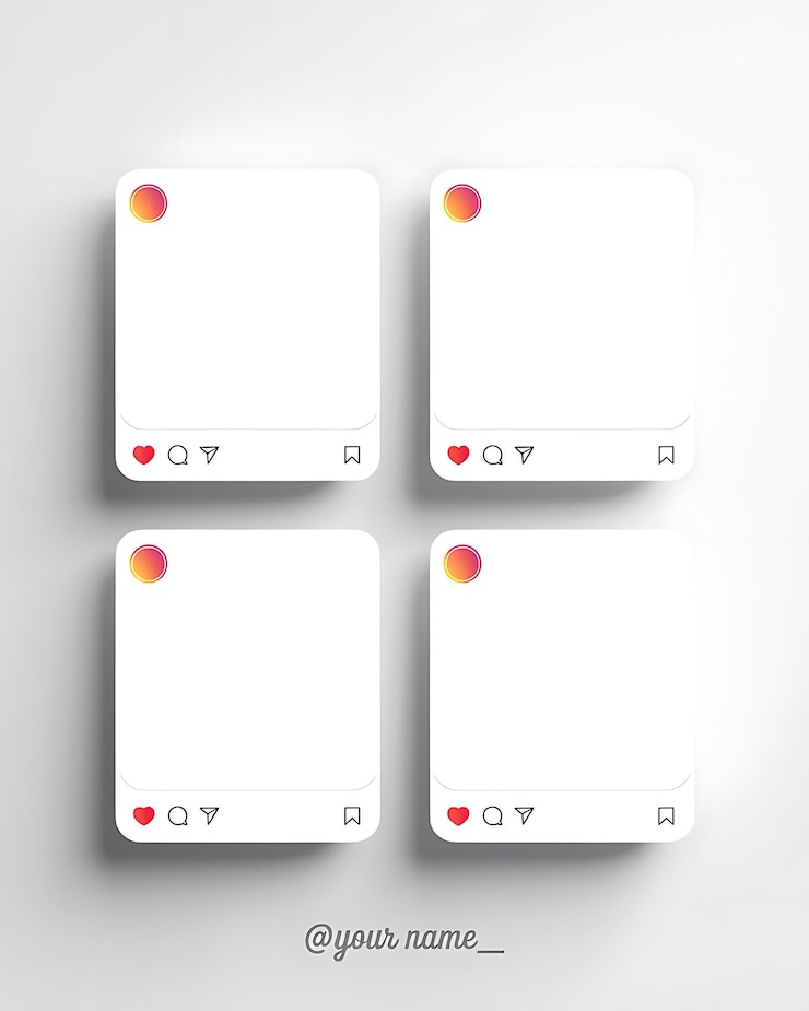 Foto diseño de cuadrícula de plantilla de publicación minimalista de instagram con iconos de historia y me gusta