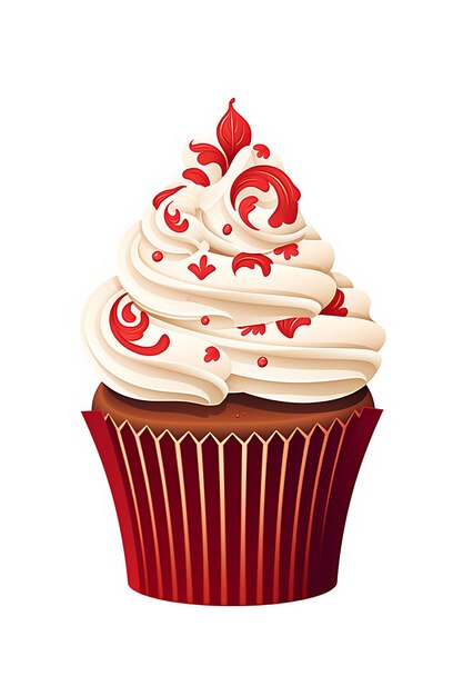 Diseño de Cupcakes de terciopelo rojo Menú Color rojo profundo con Cupcake Illus Flat Ideas de arte creativo 2D