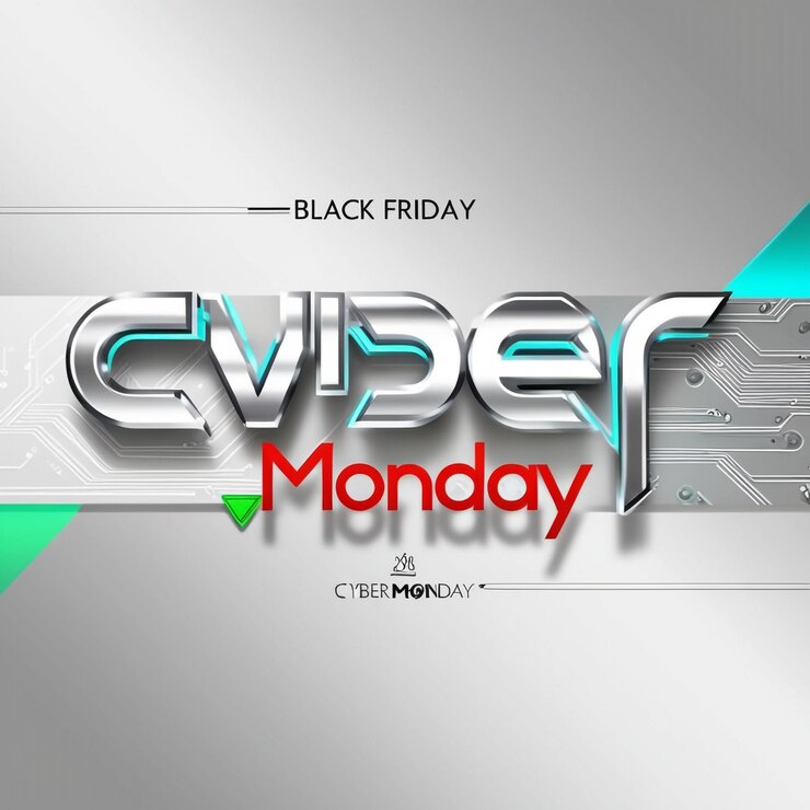 Foto el diseño de cyber monday promociona el estandarte moderno con una pequeña estrella parpadeante