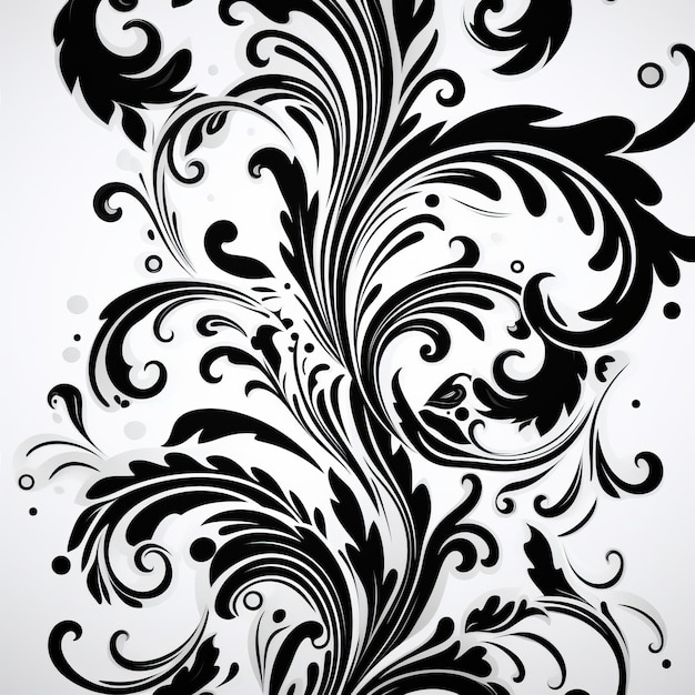 Diseño decorativo floral abstracto siluetas fluidas y locura barroca