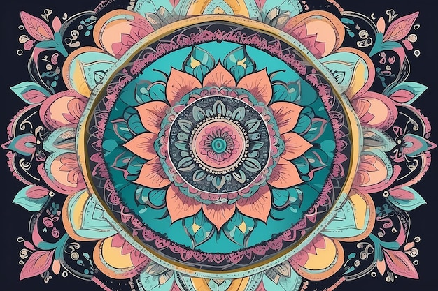 Foto diseño decorativo de mandala con colores pastel