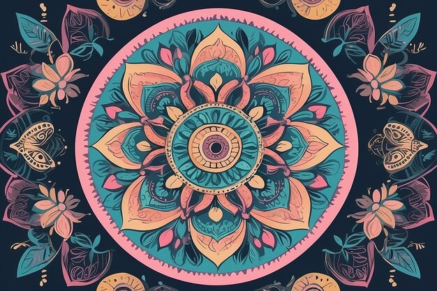 Diseño decorativo de mandala con colores pastel