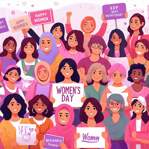 Foto diseño para el día internacional de la mujer con ilustración de una mujer