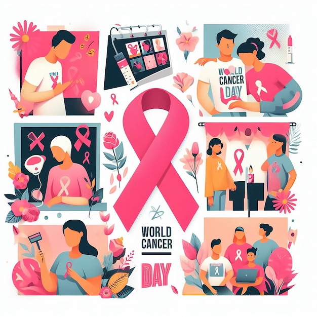 Foto diseño para el día mundial de concienciación sobre el cáncer y el mes de concienciación sobre el cáncer de mama