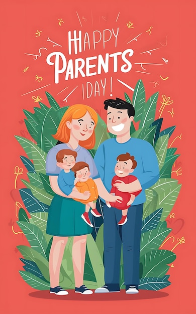 Diseño del día mundial de los padres 1 de junio cartel vector ilustración 3D
