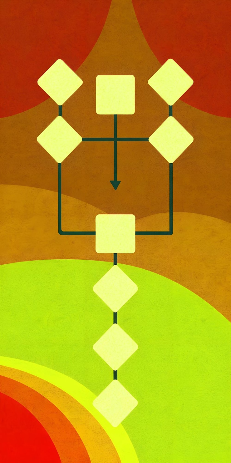 Foto diseño de diagrama de flujo abstracto con colores retro y formas geométricas