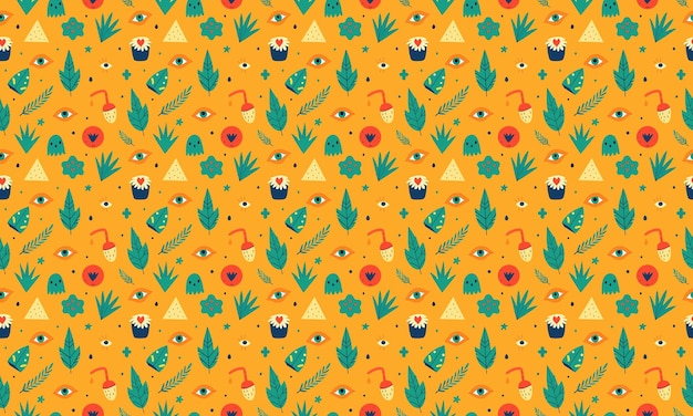 Diseño dibujado a mano Patrón sin costuras Fondo de papel tapiz