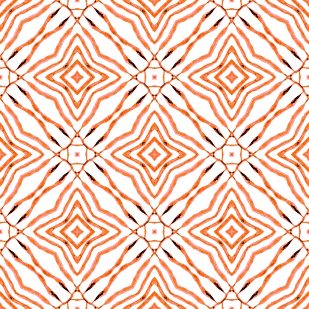 Diseño dibujado a mano a rayas. Diseño de verano boho chic deslumbrante naranja. Impresión interesante lista para textiles, tela de baño, papel pintado, envoltura. Repetición de borde dibujado a mano a rayas.