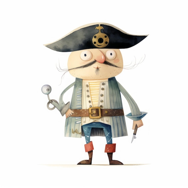 Diseño de dibujo de personajes de dibujos animados piratas para el aprendizaje de los estudiantes Creado con tecnología de IA generativa