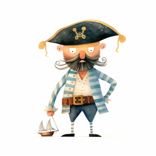 Diseño de dibujo de personajes de dibujos animados piratas para el aprendizaje de los estudiantes Creado con tecnología de IA generativa