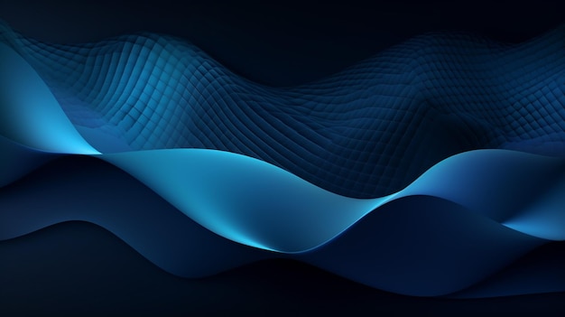 Diseño digital azul abstracto que brilla intensamente con iluminación y cuadrícula de línea sobre tecnología de fondo azul concepto de alta tecnología IA generativa