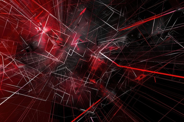 Diseño dinámico de redes geométricas rojas y negras con elementos contemporáneos ar 32 ID de trabajo 1af5e25b42464cf382dfeafa427595bd