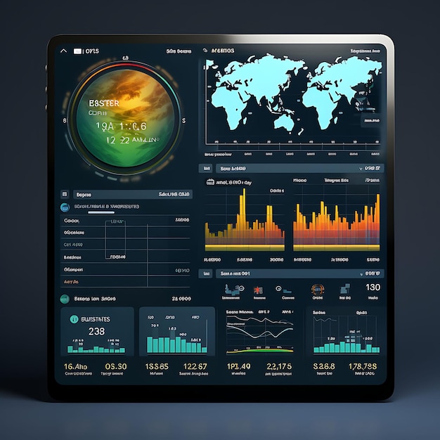 Diseño de diseño de aplicaciones móviles de tablero de inversión Diseño azul de diseño informativo y basado en datos