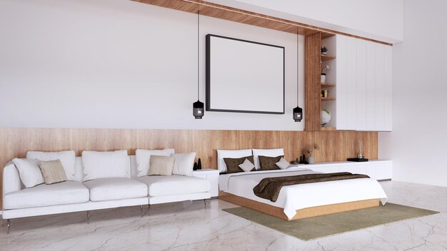 Diseño de dormitorio acogedor moderno y minimalista.