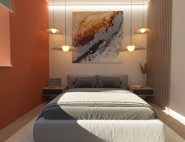 Diseño de dormitorio. renderizado 3d