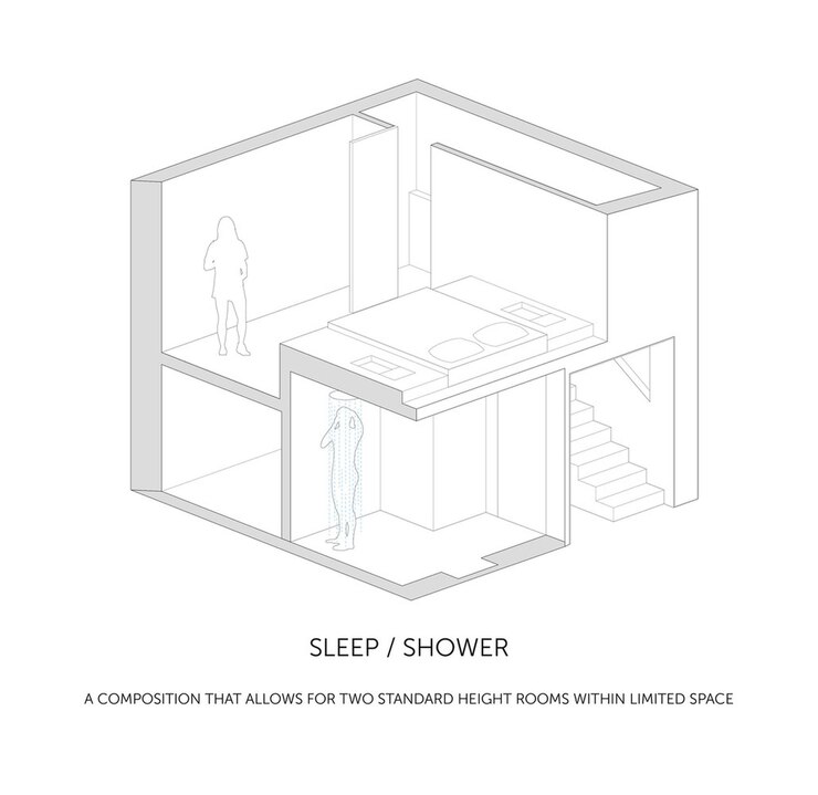 Foto diseño de ducha para dormir que ahorra espacio