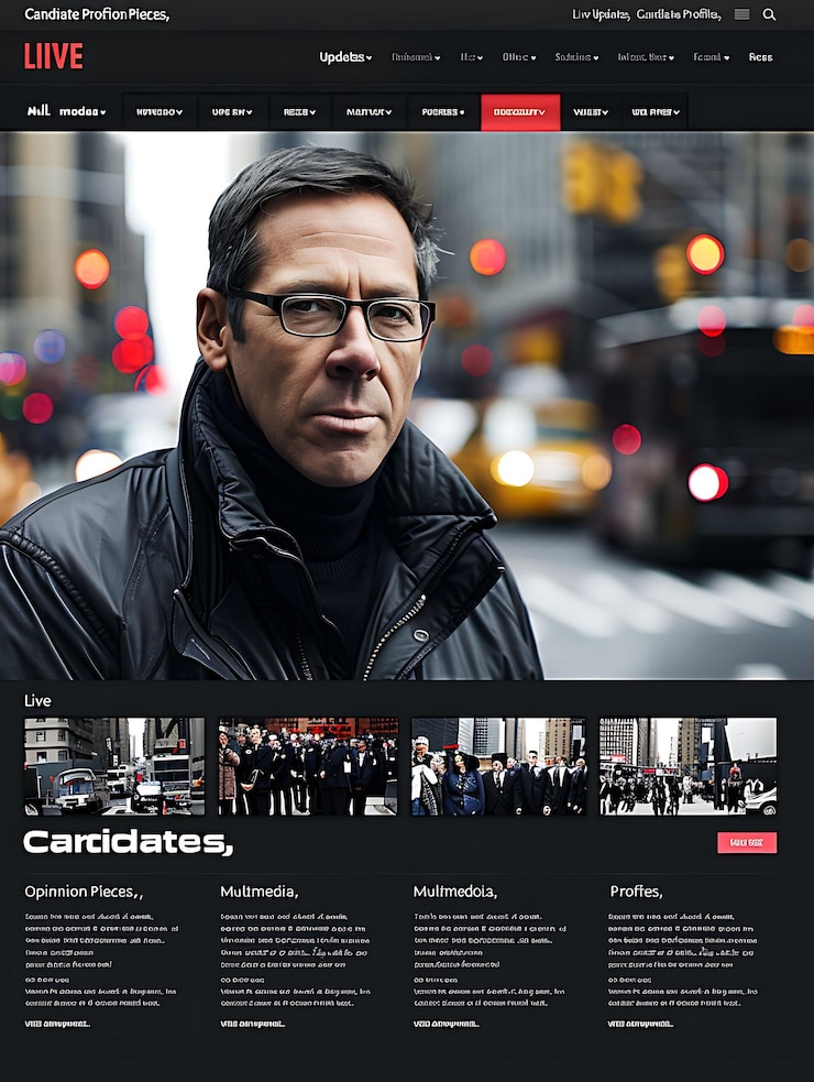 Foto diseño editorial web con un efecto de desplazamiento de forma larga noticias sty inspirado en la idea de diseño web político