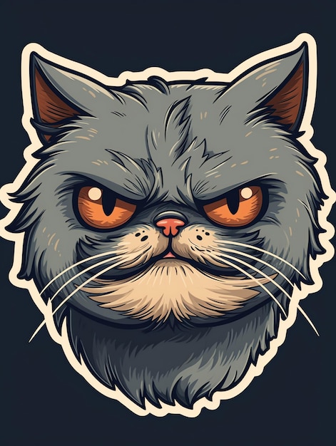 Diseño Elegante diseño de gato persa para camiseta y pegatina perfecto para los amantes de los gatos.