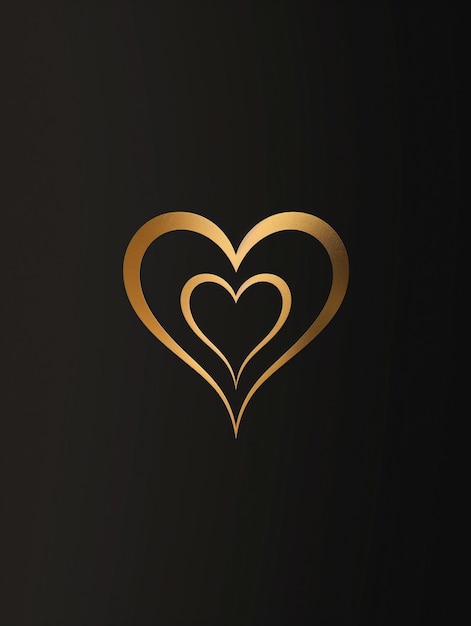 Un diseño elegante y elegante con dos corazones dorados entrelazados sobre un fondo negro profundo