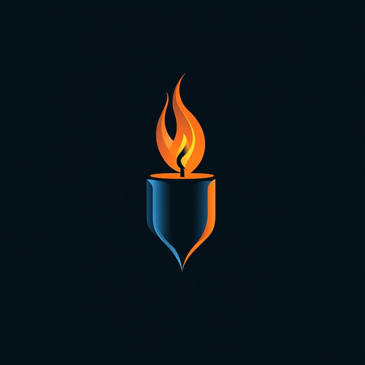 Foto diseño elegante del logotipo de la vela con acento de llama