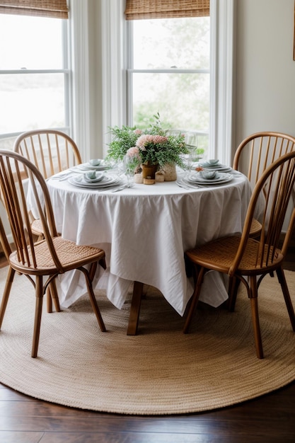 Foto el diseño elegante de la mesa.