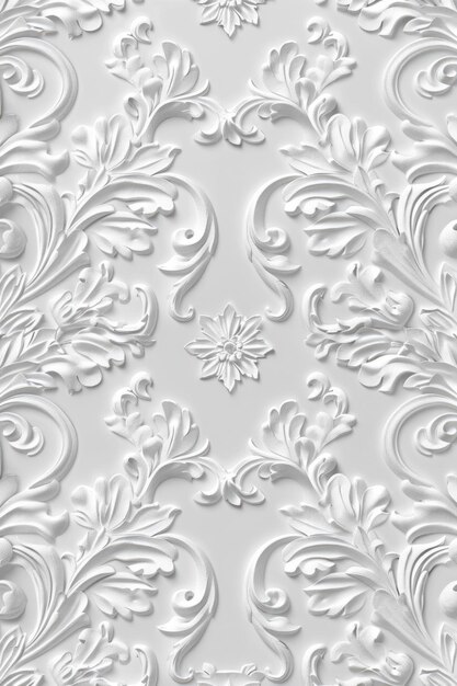 Diseño elegante de papel tapiz en relieve floral blanco