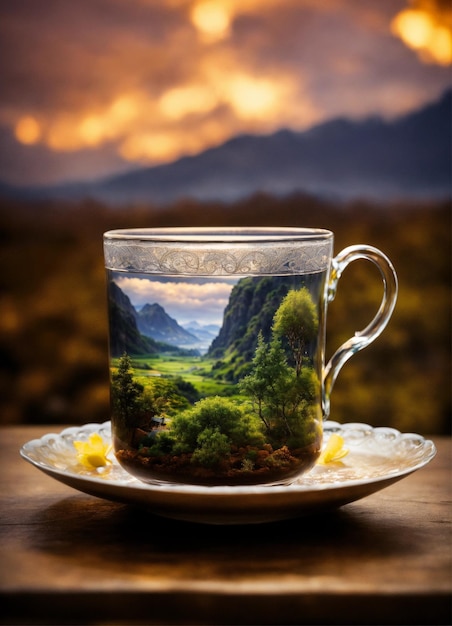 Foto diseño elegante de la taza de té