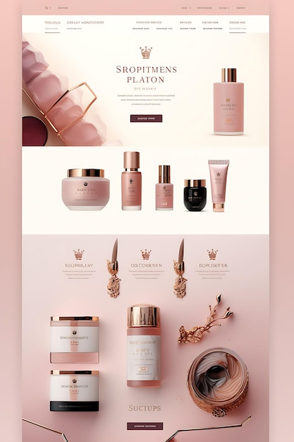 Foto diseño de envases cosméticos de lujo de queens rose gold y blush pink hu poster flyer concepto de menú