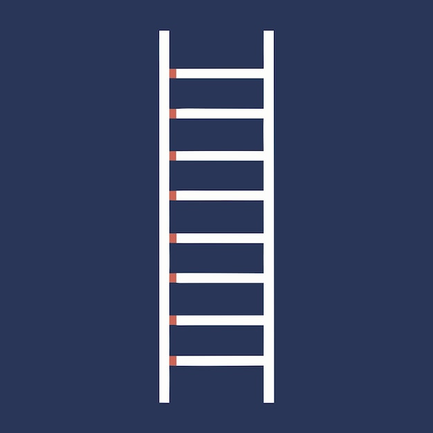 Diseño de una escalera simple que utiliza sólo dos líneas verticales con escalones horizontales uniformemente espaciados