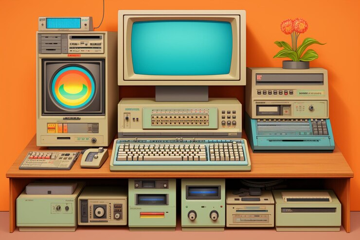 Foto diseño de escritorio retro nueva perspectiva