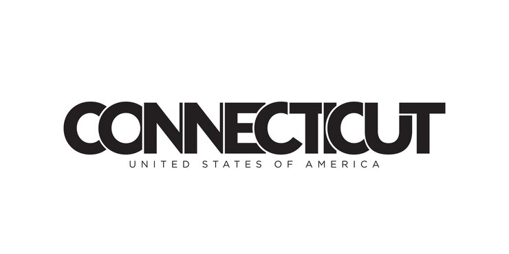 Foto diseño de eslogan de tipografía de connecticut estados unidos logotipo de américa con letras gráficas de la ciudad para impresión y web