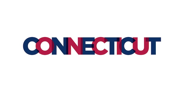 Diseño de eslogan de tipografía de Connecticut Estados Unidos Logotipo de América con letras gráficas de la ciudad para impresión y web