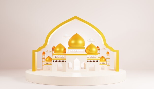 Diseño especial de ilustración 3D para Ramadán y Eid.
