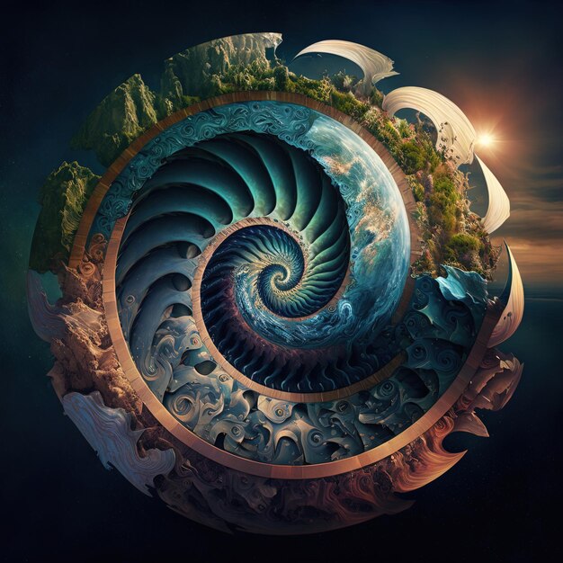 Foto un diseño en espiral con una espiral en la parte superior