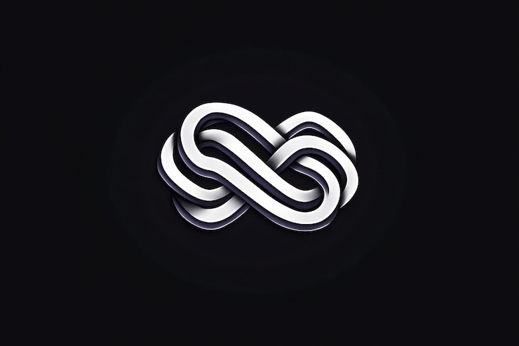 Foto un diseño en espiral plateado se muestra contra un fondo negro