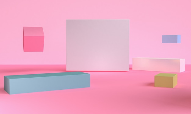 Diseño de estilo minimalista de color rosa 3D, podio de escena maqueta presentación, fondo abstracto de render 3d.