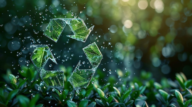 Diseño de estilo poli bajo con un símbolo de reciclaje de hojas verdes Fondo geométrico abstracto Estructura de conexión de marco de alambre Ilustración moderna aislada