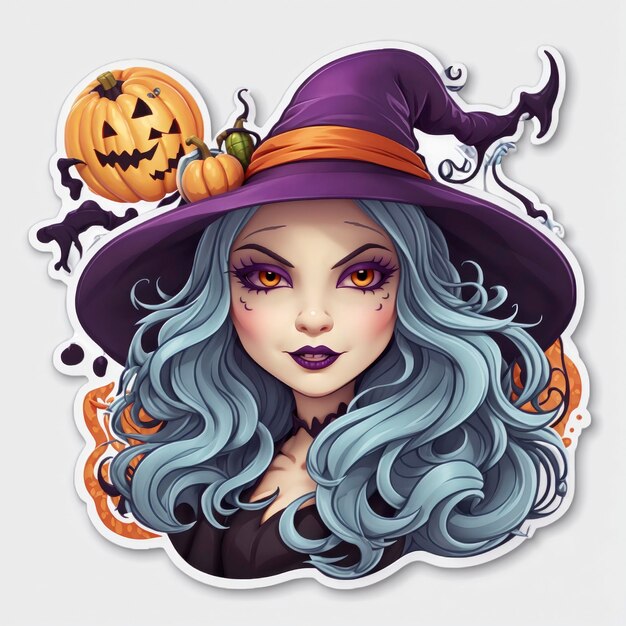 Diseño de etiqueta de bruja de Halloween