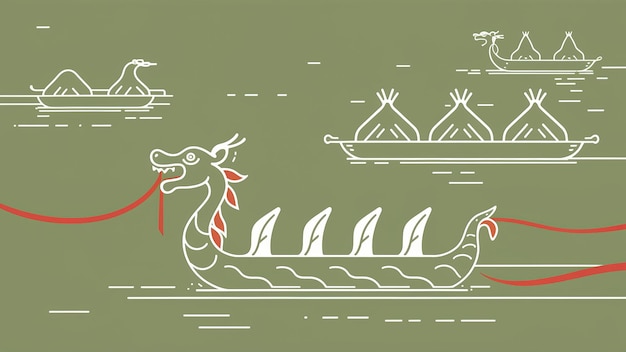 Foto diseño del festival del barco dragón con barco dragón y albóndigas de arroz generativo ai
