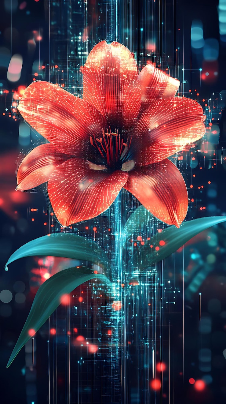 Foto diseño de flor de amaryllis artificial con efectos digitales imagen