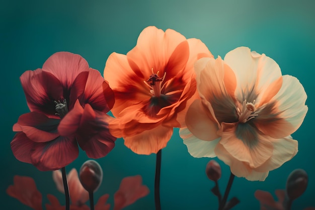 Diseño floral en 3D con vibraciones vintage IA generativa