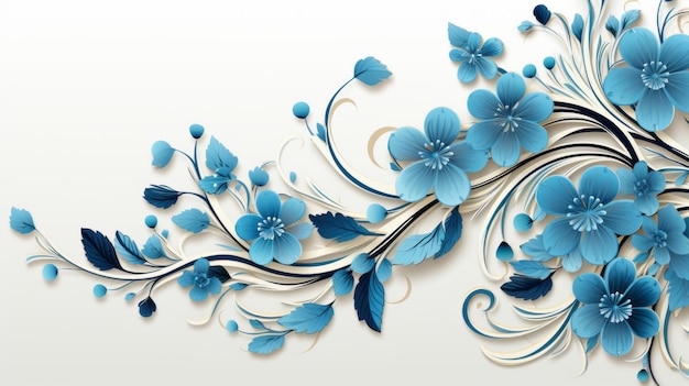 un diseño floral azul sobre un fondo blanco